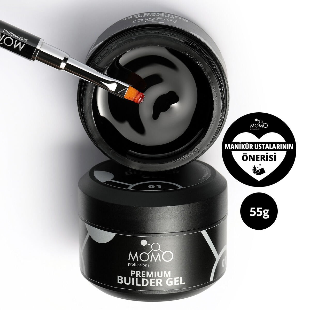 Momo Professional Premium Protez Tırnak Jeli 01, Şeffaf, 55 gr