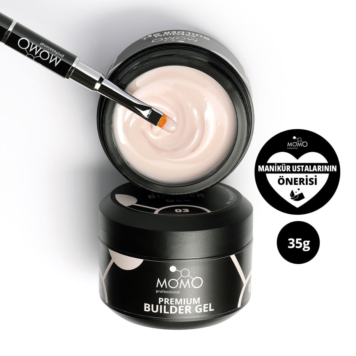 Momo Professional Premium Protez Tırnak Jeli 03, Sütlü Bej, 35 gr