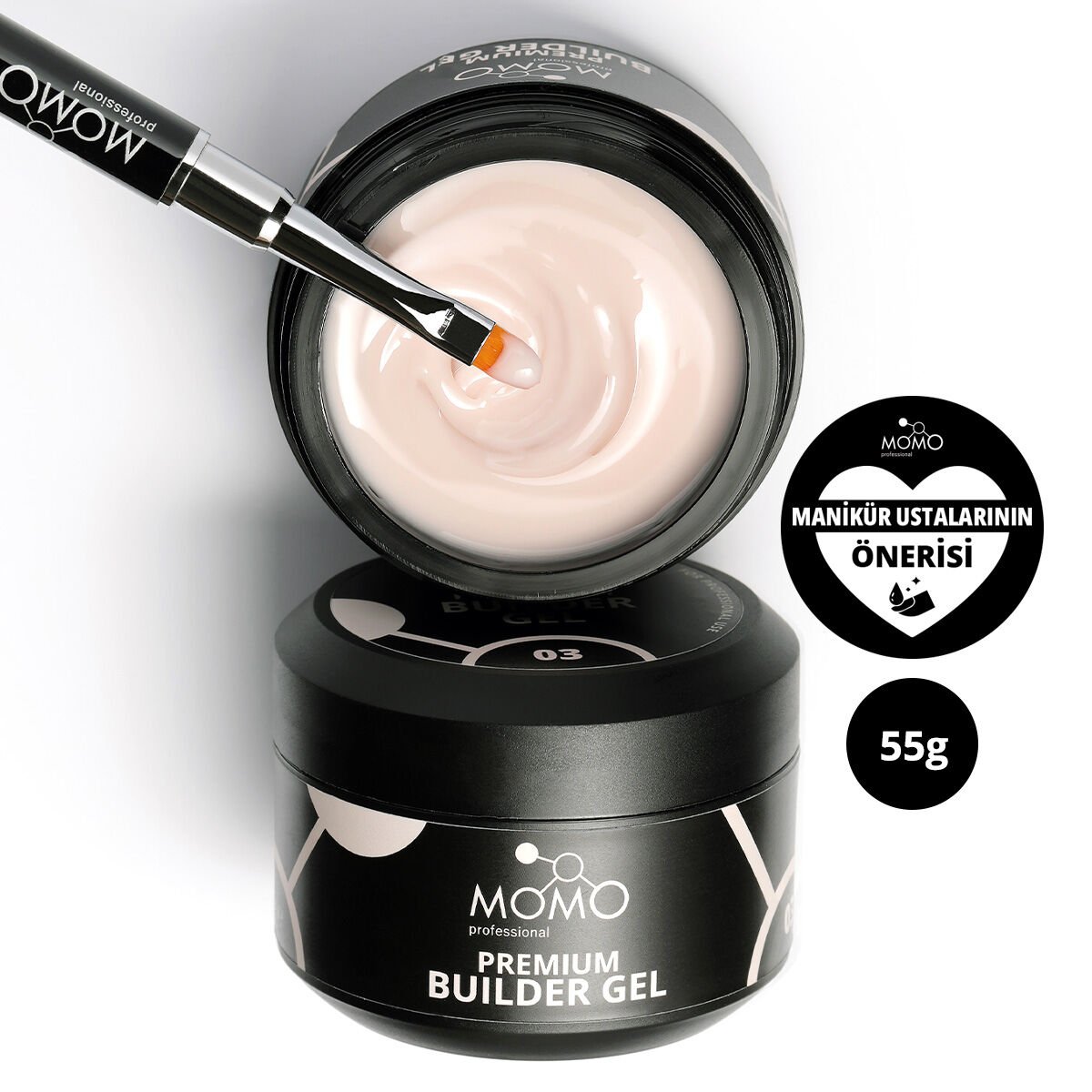 Momo Professional Premium Protez Tırnak Jeli 03, Sütlü Bej, 55 gr