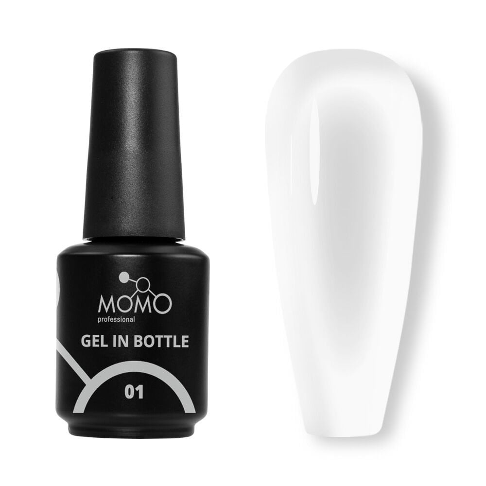 Momo Professional Gel In Bottle No.01, Akıllı Fırçalı Protez Tırnak Jeli, Şeffaf, 18 ml