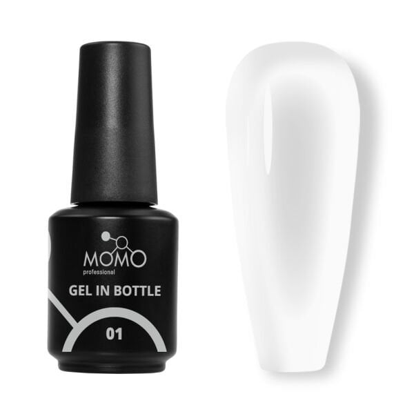 Momo Professional Gel In Bottle No.01, Akıllı Fırçalı Protez Tırnak Jeli, Şeffaf, 18 ml