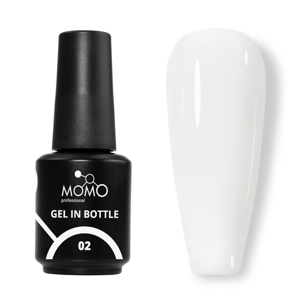 Momo Professional Gel In Bottle No.02, Akıllı Fırçalı Protez Tırnak Jeli, Süt Beyazı, 18 ml