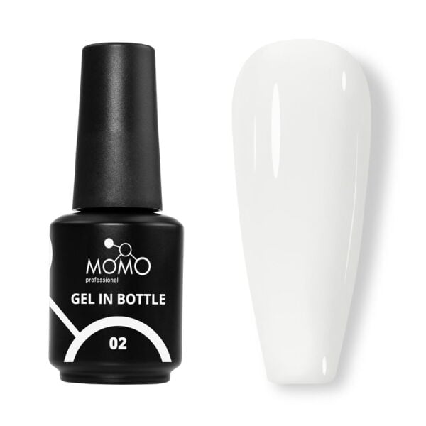 Momo Professional Gel In Bottle No.02, Akıllı Fırçalı Protez Tırnak Jeli, Süt Beyazı, 18 ml