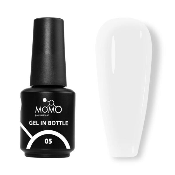 Momo Professional Gel In Bottle No.05, Akıllı Fırçalı Protez Tırnak Jeli, Uv Korumalı Rakı Beyazı, 18 ml