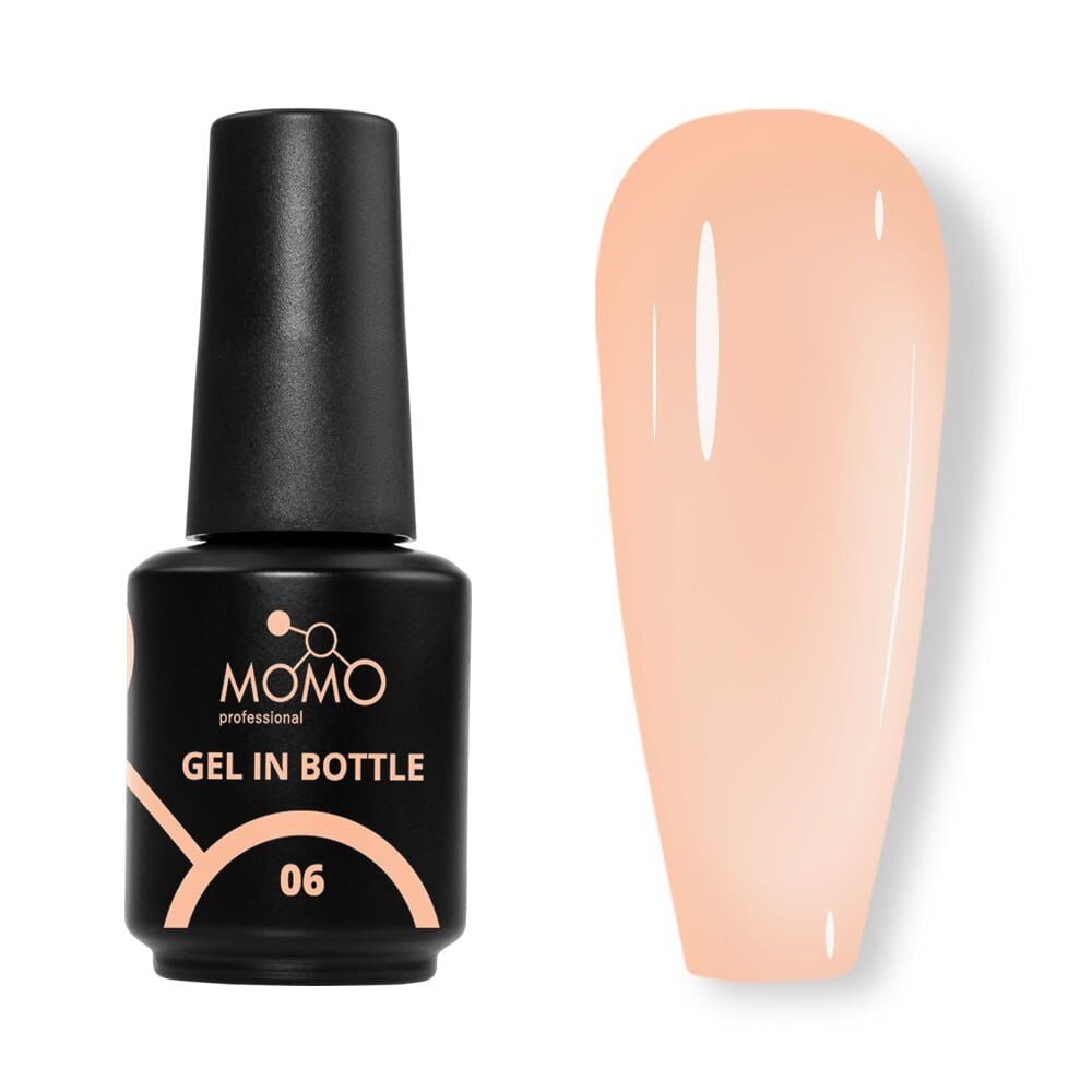 Momo Professional Gel In Bottle No.06, Akıllı Fırçalı Protez Tırnak Jeli, Yarı Şeffaf Nude Şeftali, 18 ml