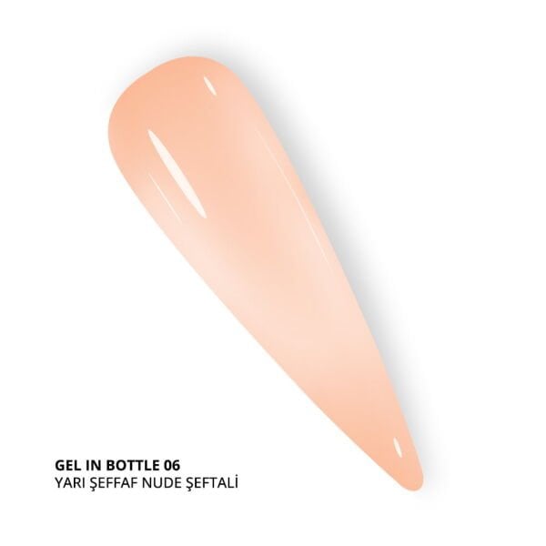 Momo Professional Gel In Bottle No.06, Akıllı Fırçalı Protez Tırnak Jeli, Yarı Şeffaf Nude Şeftali, 18 ml