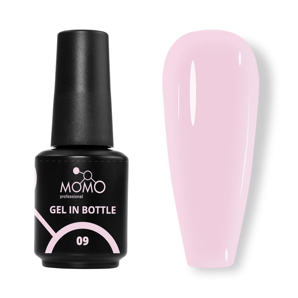 Momo Professional Gel In Bottle No.09, Akıllı Fırçalı Protez Tırnak Jeli, Soft Pembe, 18 ml