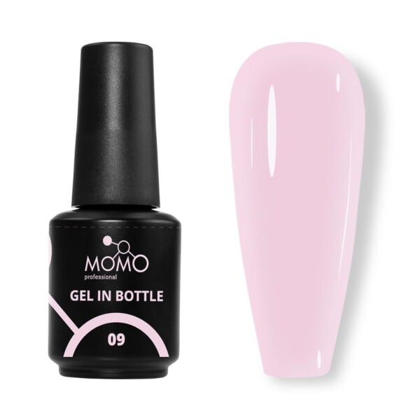 Momo Professional Gel In Bottle No.09, Akıllı Fırçalı Protez Tırnak Jeli, Soft Pembe, 18 ml