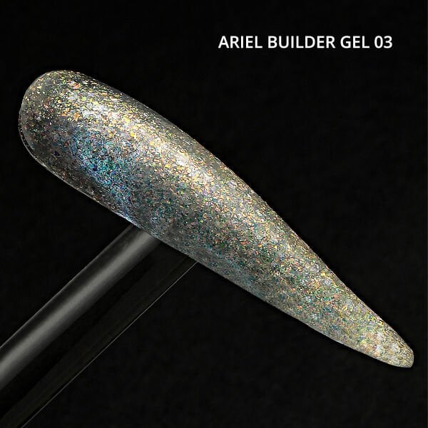 Momo Professional Ariel Builder Gel, Nail Art için Protez Tırnak Jeli No.03, Şeffaf Holografik Turuncu Sarı Simli, 10 gr