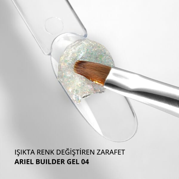 Momo Professional Ariel Builder Gel, Nail Art için Protez Tırnak Jeli No.04, Şeffaf Holografik Pembe Sarı Simli, 10 gr