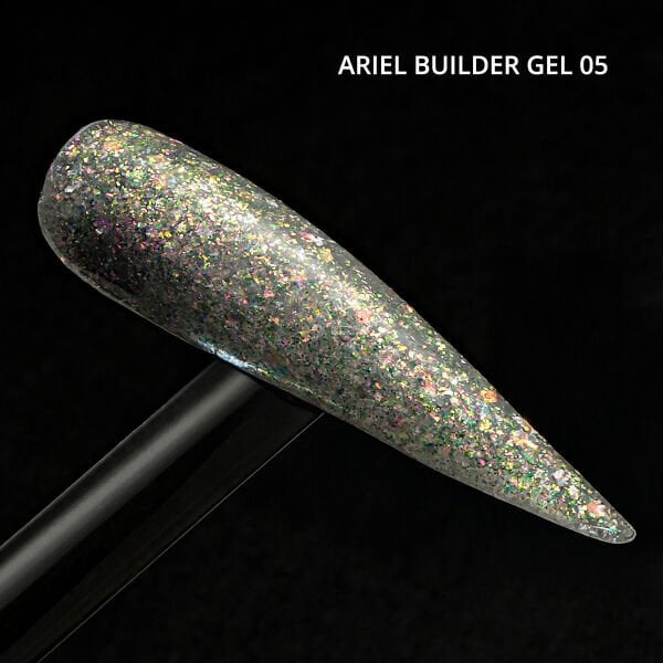 Momo Professional Ariel Builder Gel, Nail Art için Protez Tırnak Jeli No.05, Şeffaf Holografik Pembe Mavi Simli, 10 gr