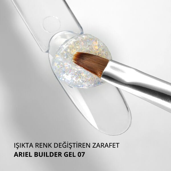 Momo Professional Ariel Builder Gel, Nail Art için Protez Tırnak Jeli No.07, Şeffaf Holografik Mavi Mor Simli, 10 gr