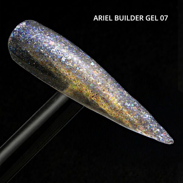 Momo Professional Ariel Builder Gel, Nail Art için Protez Tırnak Jeli No.07, Şeffaf Holografik Mavi Mor Simli, 10 gr