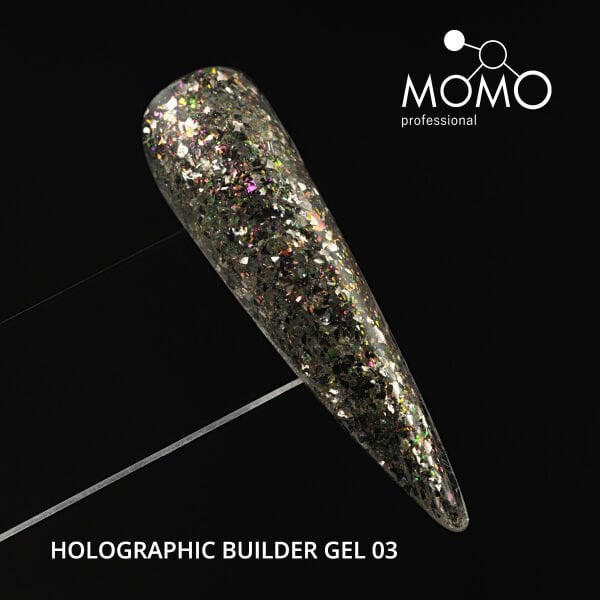 Momo Professional Holographic Builder Gel, Nail Art için Protez Tırnak Jeli No.03, Glitter Pembe Simli, 10 gr