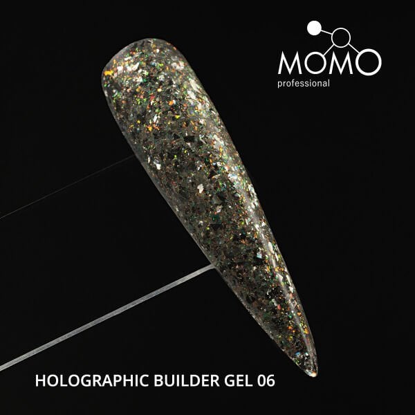 Momo Professional Holographic Builder Gel, Nail Art için Protez Tırnak Jeli No.06, Glitter Turuncu Simli, 10 gr