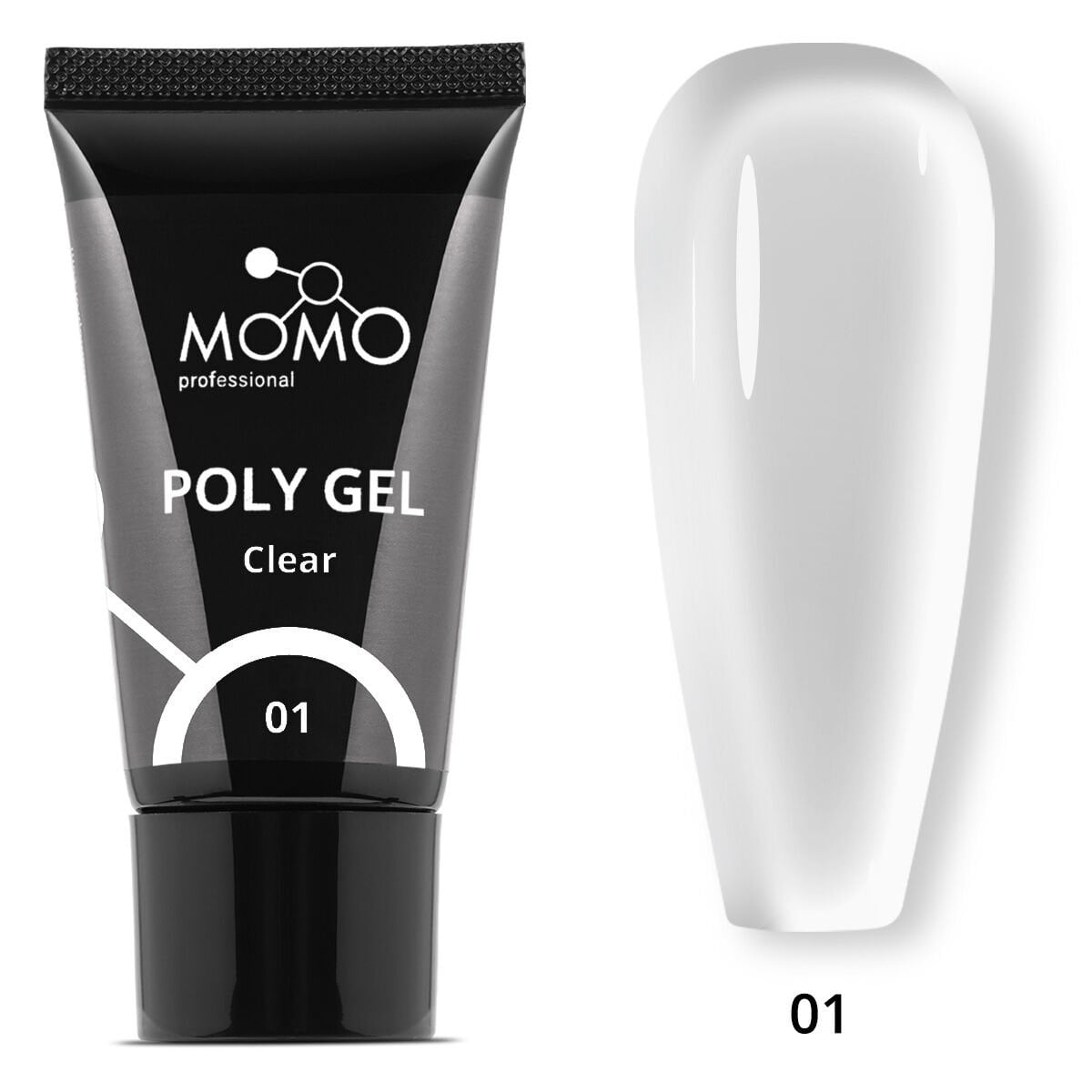 Momo Professional Protez Tırnak İçin Poly Gel, Poli Jel, No.01, Şeffaf, 30 gr