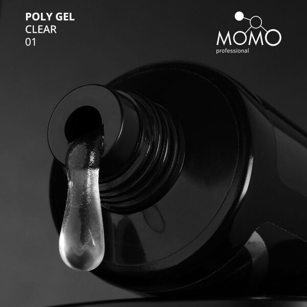 Momo Professional Protez Tırnak İçin Poly Gel, Poli Jel, No.01, Şeffaf, 30 gr