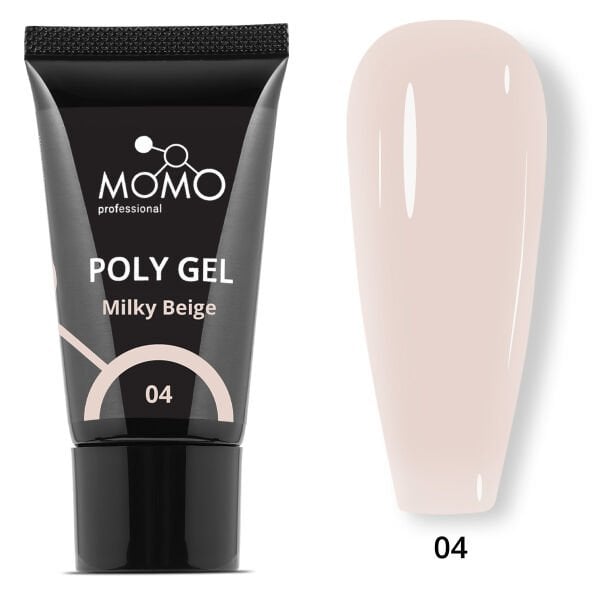 Momo Professional Protez Tırnak İçin Poly Gel, Poli Jel, No.04, Sütlü Bej, 30 gr