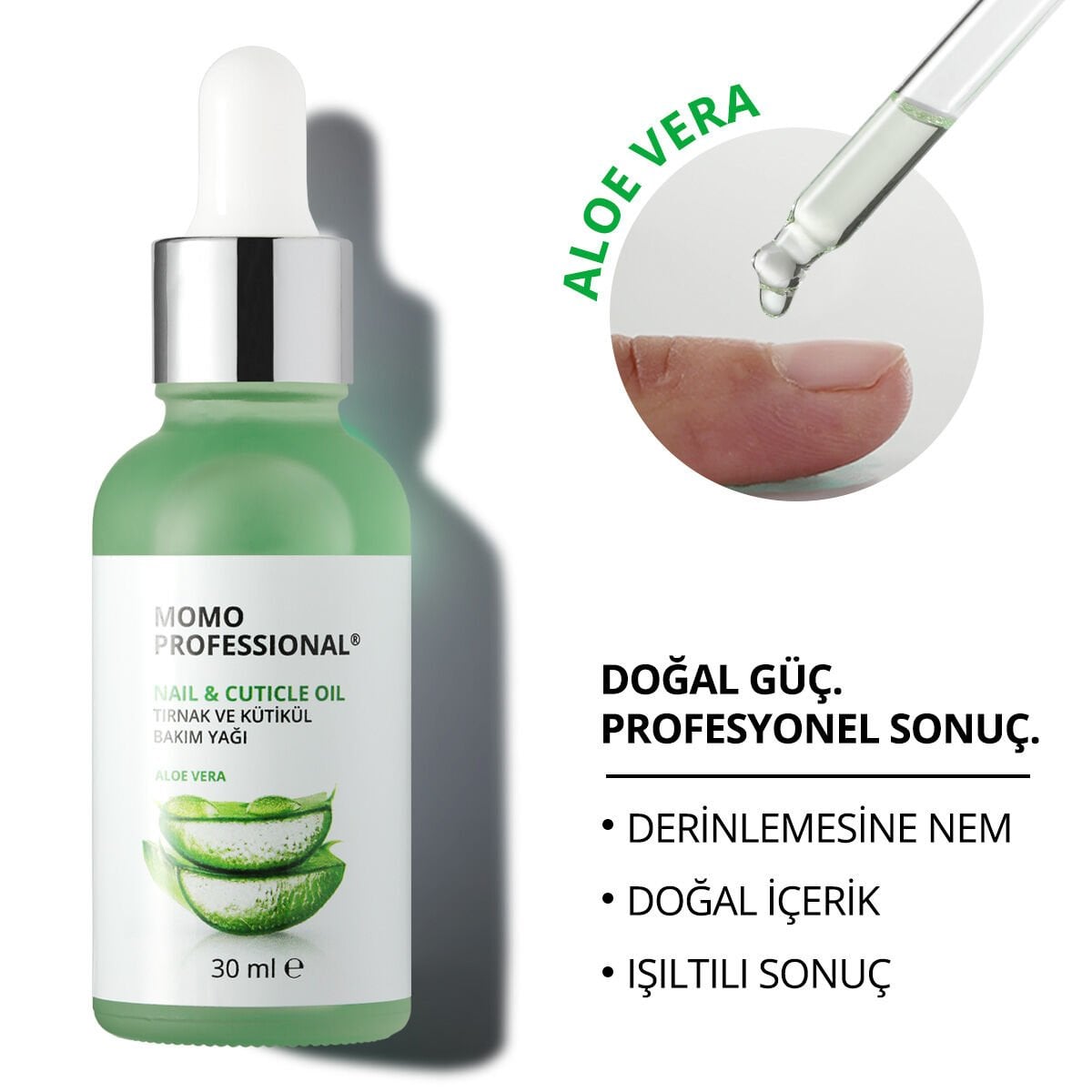 Momo Professional Aloe Vera, Özlü Tırnak ve Kütikül Bakım Yağı, Nemlendirici ve Yatıştırıcı Etki, 30 ml