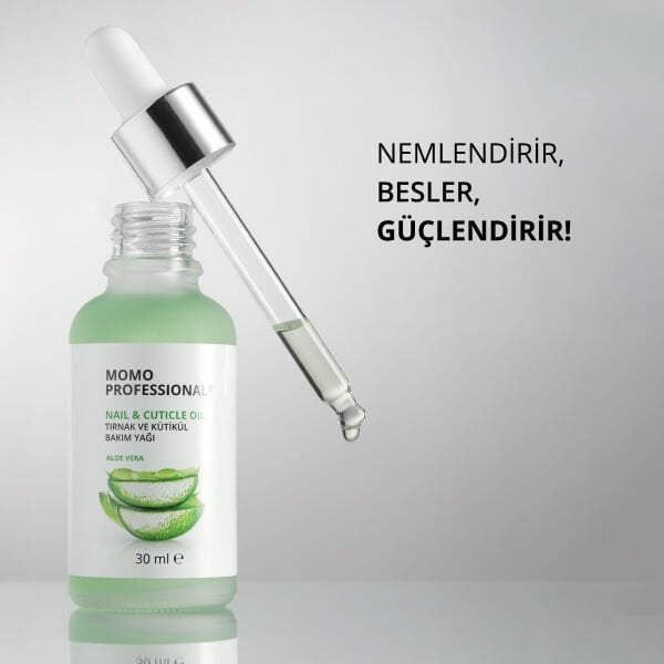 Momo Professional Aloe Vera, Özlü Tırnak ve Kütikül Bakım Yağı, Nemlendirici ve Yatıştırıcı Etki, 30 ml