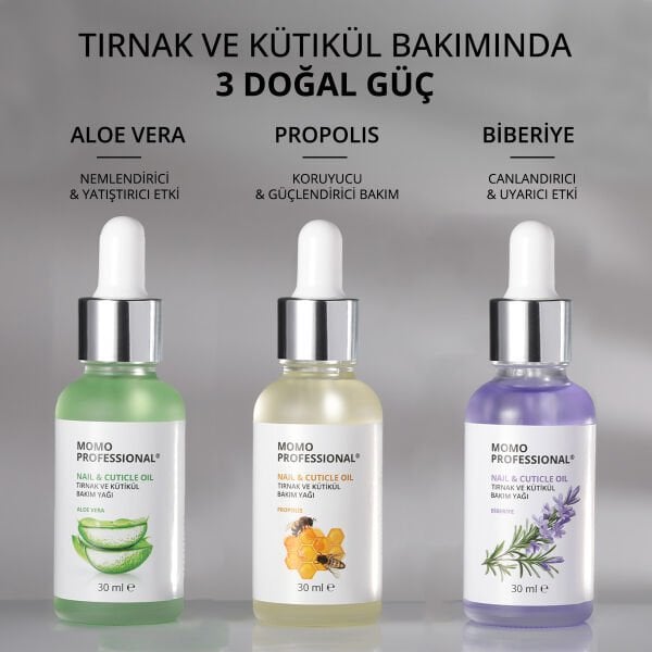 Momo Professional Aloe Vera, Özlü Tırnak ve Kütikül Bakım Yağı, Nemlendirici ve Yatıştırıcı Etki, 30 ml