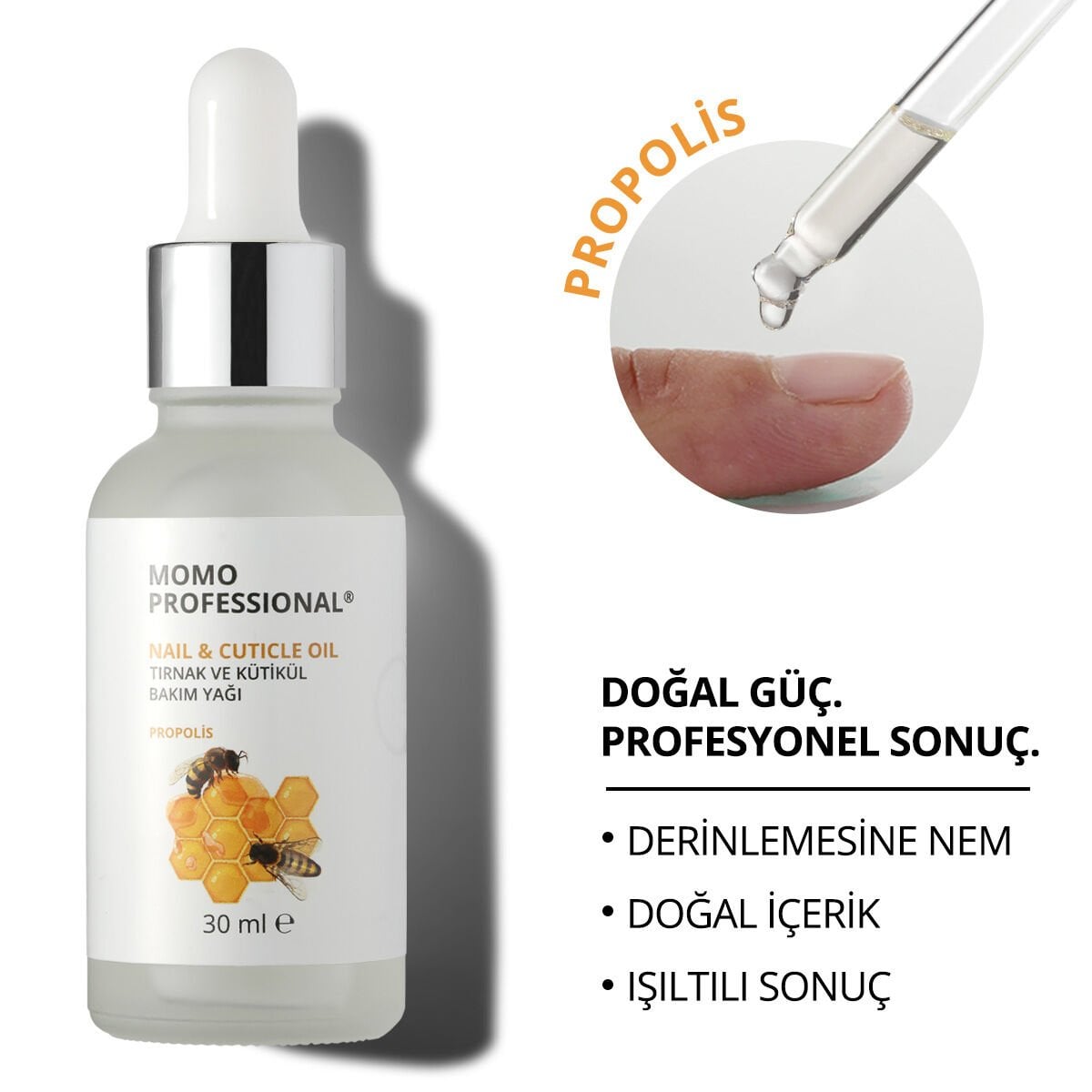 Momo Professional Propolis Özlü Tırnak ve Kütikül Bakım Yağı, Güçlendirici ve Koruyucu Etki, 30 ml