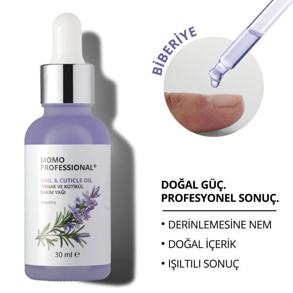 Momo Professional Biberiye Özlü Tırnak ve Kütikül Bakım Yağı, Canlandırıcı ve Uyarıcı Etki, 30 ml