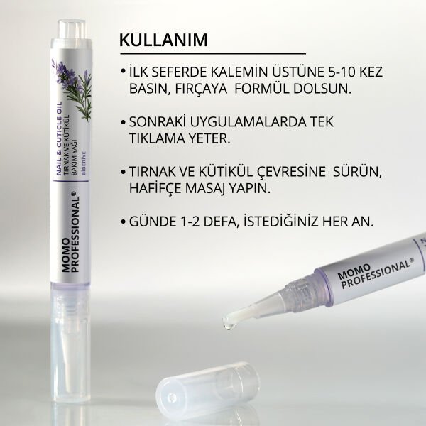 Momo Professional Biberiye Özlü Tırnak ve Kütikül Bakım Yağı Kalemi, Nemlendirici ve Güçlendirici Etki, 3 ml
