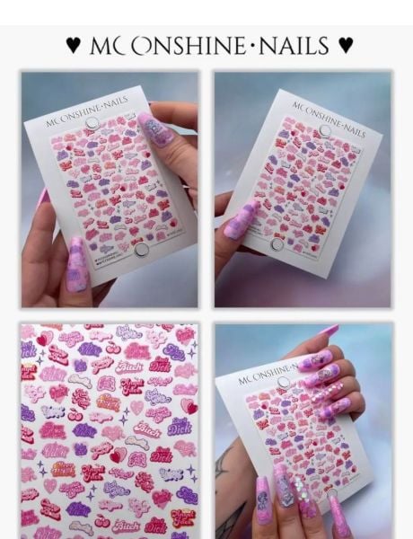 Moonshine.Nails Su Transferi Sticker Pink Tekst