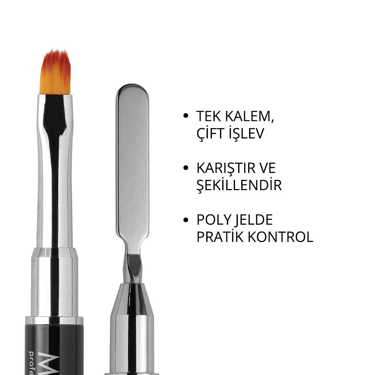 Momo Professional Çift Taraflı Spatula ve Akril Jel Fırçası No.6