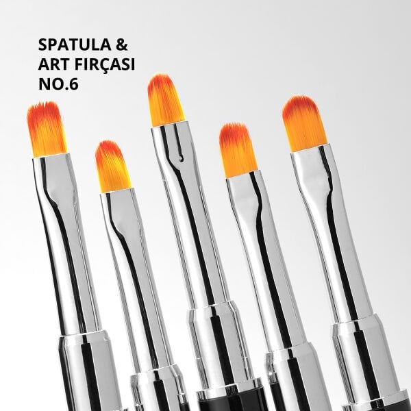 Momo Professional Çift Taraflı Spatula ve Akril Jel Fırçası No.6