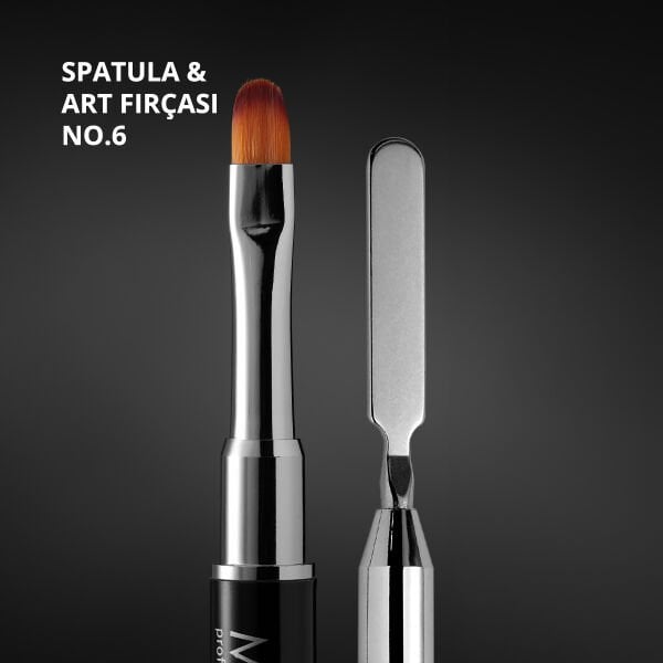Momo Professional Çift Taraflı Spatula ve Akril Jel Fırçası No.6
