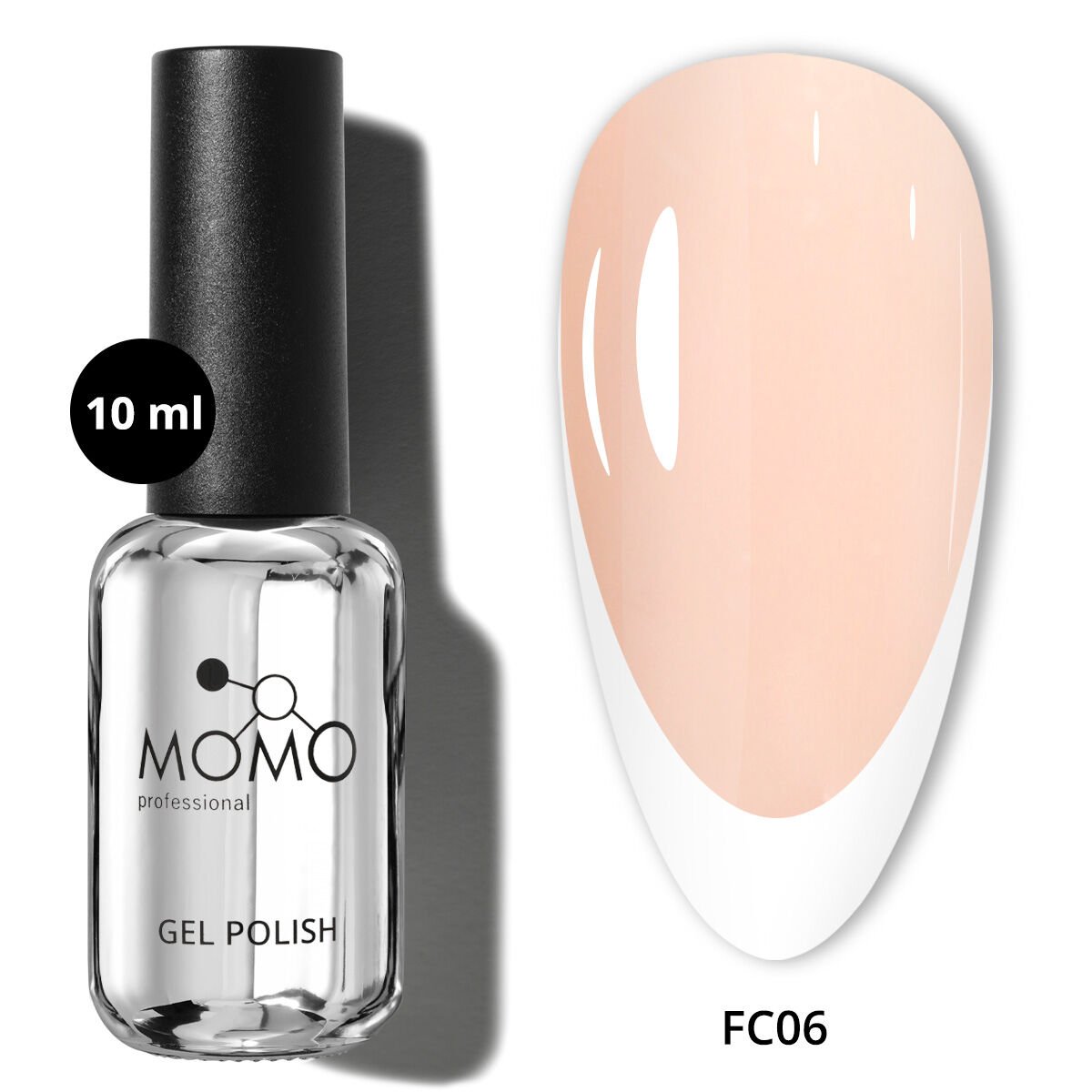 Momo Professional Kalıcı Oje French Cover Rubber Base Coat FC06, Açık Bej, 10 ml