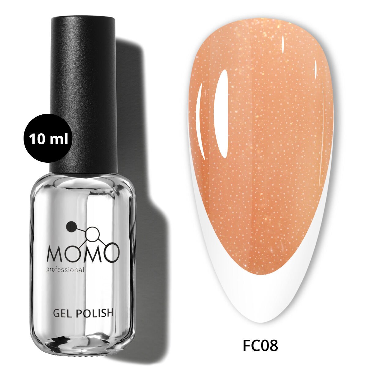 Momo Professional Kalıcı Oje French Cover Rubber Base Coat FC08, Altın Simli Açık Bronz, 10 ml