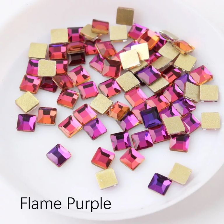 Taş Kare Flame Purple 4mm 2 Adet