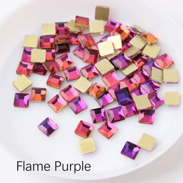 Taş Kare Flame Purple 4mm 2 Adet