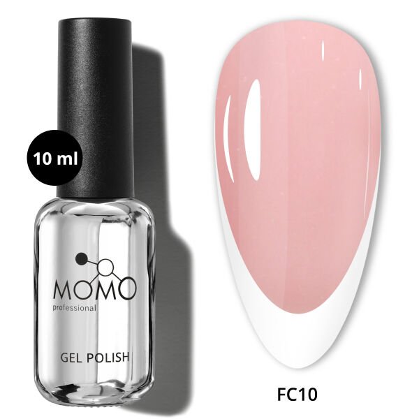 Momo Professional Kalıcı Oje French Cover Rubber Base Coat FC10, Gümüş Simli Soft Pembe, 10 ml