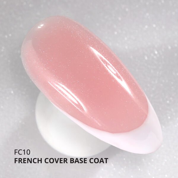 Momo Professional Kalıcı Oje French Cover Rubber Base Coat FC10, Gümüş Simli Soft Pembe, 10 ml