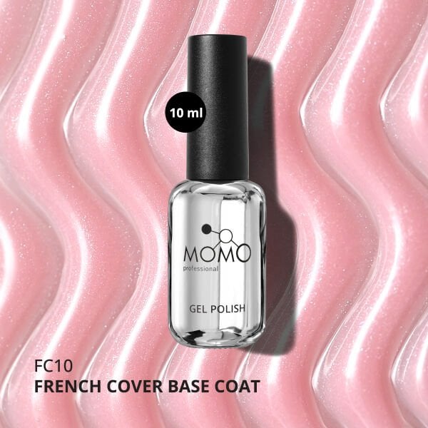 Momo Professional Kalıcı Oje French Cover Rubber Base Coat FC10, Gümüş Simli Soft Pembe, 10 ml