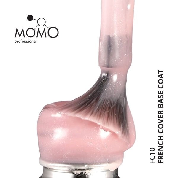 Momo Professional Kalıcı Oje French Cover Rubber Base Coat FC10, Gümüş Simli Soft Pembe, 10 ml
