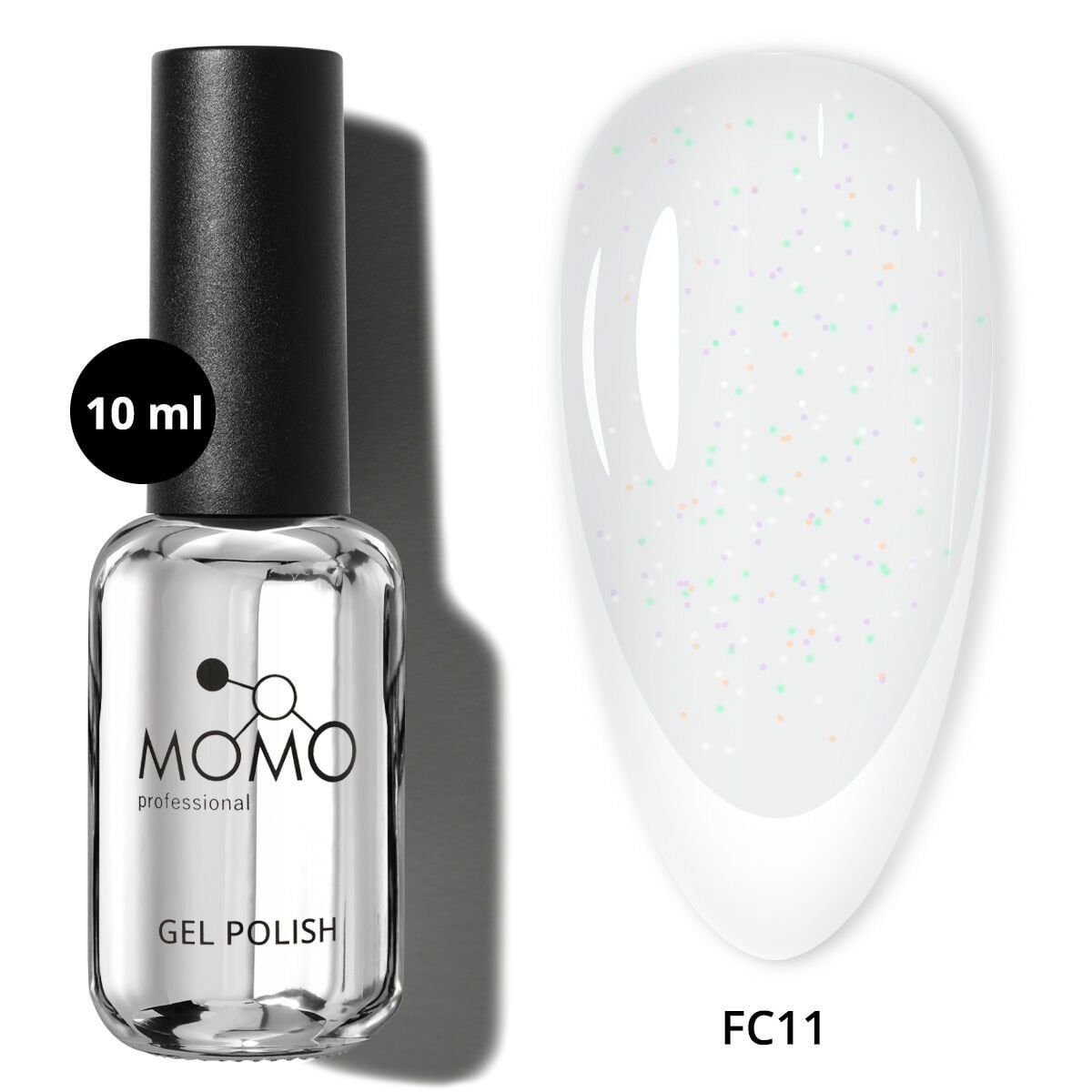 Momo Professional Kalıcı Oje French Cover Rubber Base Coat FC11, Işıltılı Rakı Beyazı, 10 ml