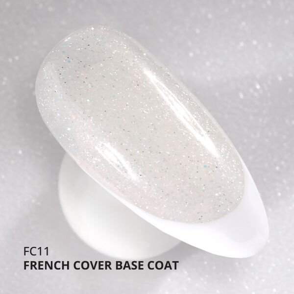 Momo Professional Kalıcı Oje French Cover Rubber Base Coat FC11, Işıltılı Rakı Beyazı, 10 ml