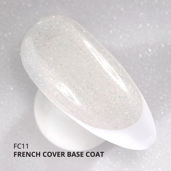 Momo Professional Kalıcı Oje French Cover Rubber Base Coat FC11, Işıltılı Rakı Beyazı, 10 ml