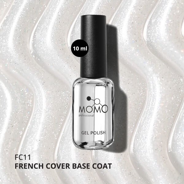 Momo Professional Kalıcı Oje French Cover Rubber Base Coat FC11, Işıltılı Rakı Beyazı, 10 ml