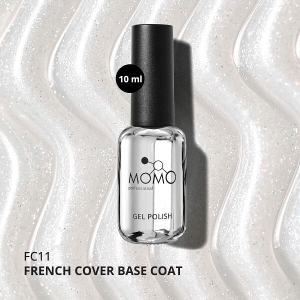 Momo Professional Kalıcı Oje French Cover Rubber Base Coat FC11, Işıltılı Rakı Beyazı, 10 ml