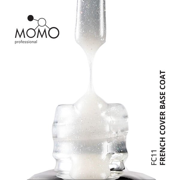 Momo Professional Kalıcı Oje French Cover Rubber Base Coat FC11, Işıltılı Rakı Beyazı, 10 ml