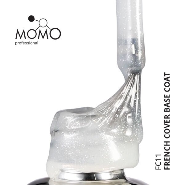 Momo Professional Kalıcı Oje French Cover Rubber Base Coat FC11, Işıltılı Rakı Beyazı, 10 ml