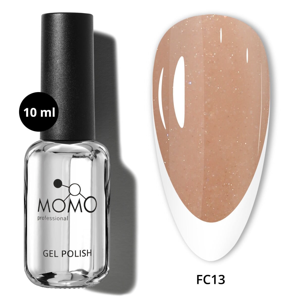 Momo Professional Kalıcı Oje French Cover Rubber Base Coat FC13, Altın Simli Koyu Bronz, 10 ml