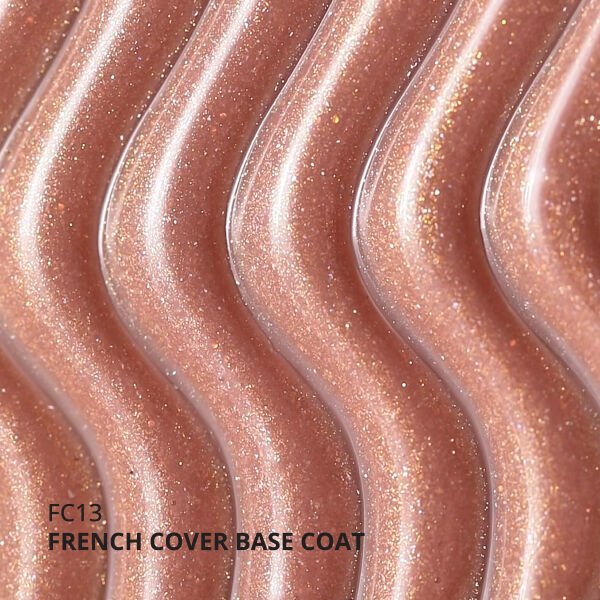 Momo Professional Kalıcı Oje French Cover Rubber Base Coat FC13, Altın Simli Koyu Bronz, 10 ml