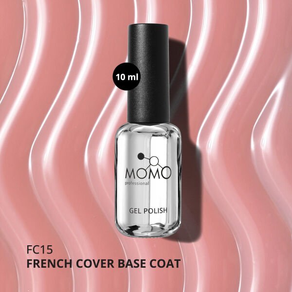 Momo Professional Kalıcı Oje French Cover Rubber Base Coat FC15, Şeftali, 10 ml